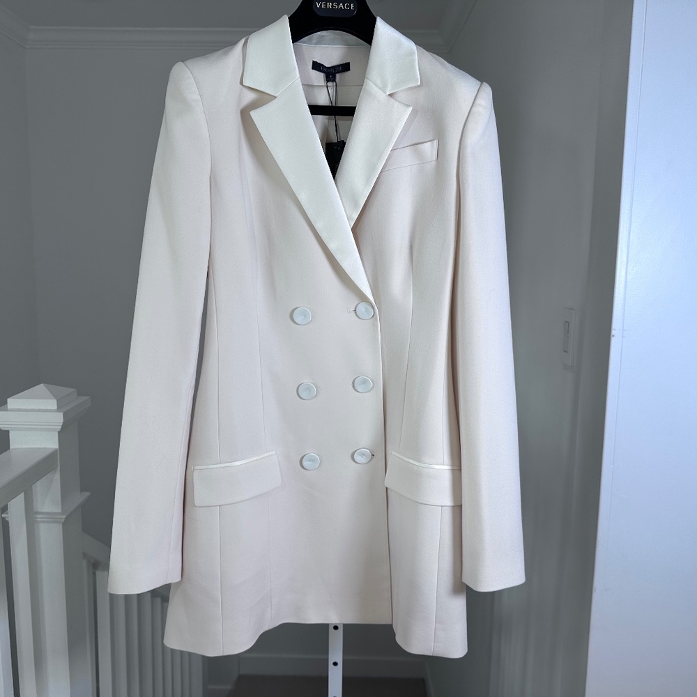 NWT RACHEL ZOE Wool Tuxedo Jacket Mini Dress In Ivory Size 6 RARE - Picture 5 of 12